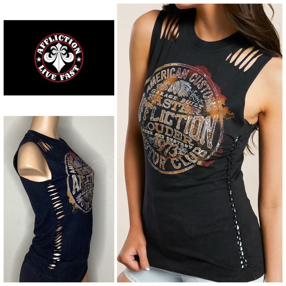 New. Affliction black tee. Small. Retails $58